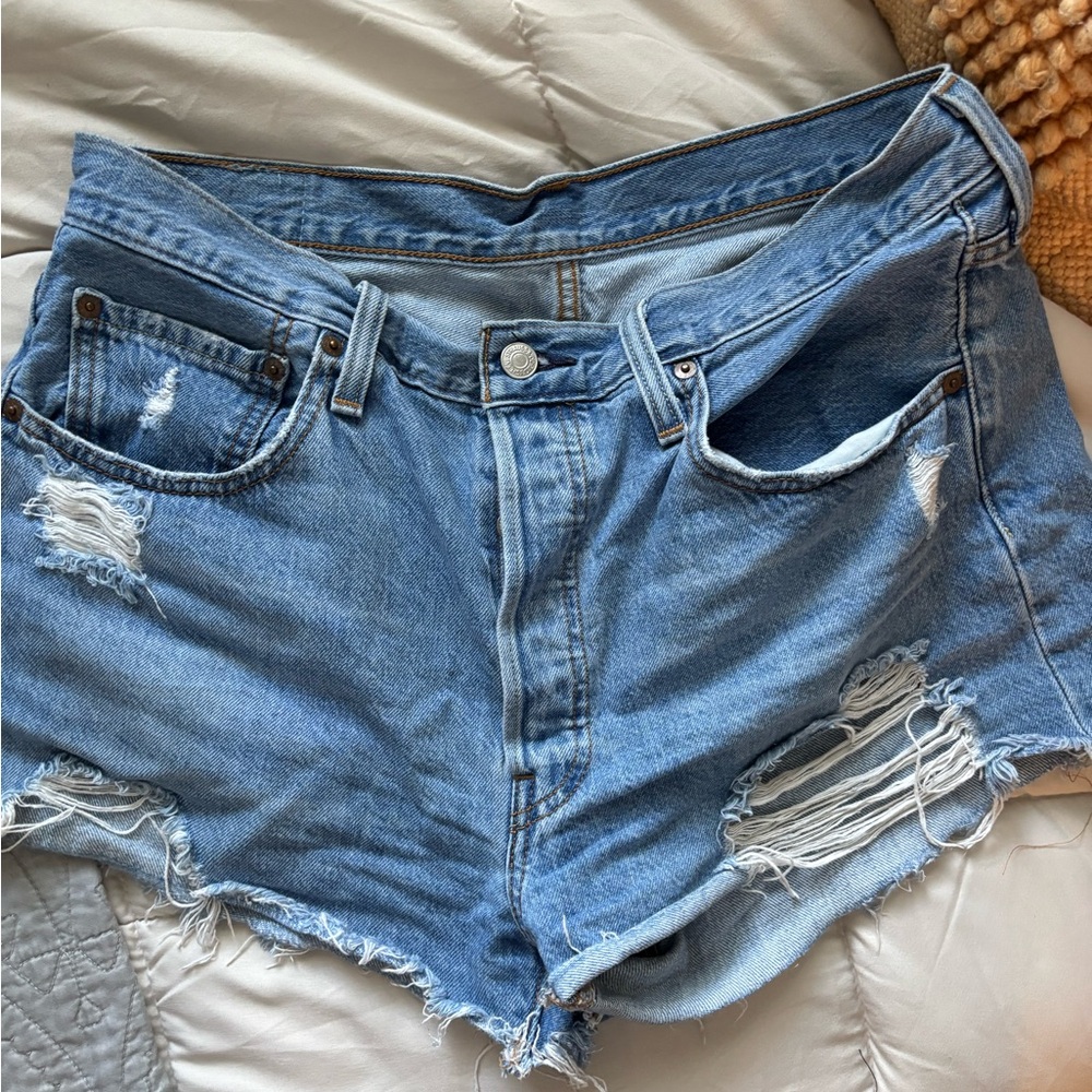 Levi's Light Blue Distressed Jean Shorts